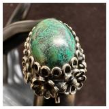 Chrysocolla Oval Gemstone Sterling 925 Silver Flor