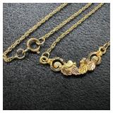 10K Gold Tri Color Leaves Necklace Leaf Accents M1