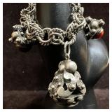 Four Fob Charm Multiple Colored Stone Accent Silve