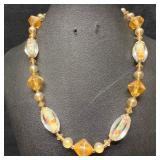 Murano Venetian Lamp Work Art Glass Clear Tan Mult