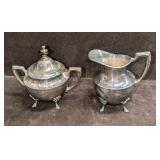 Vintage Crescent Silverplated Creamer And Sugar Bo