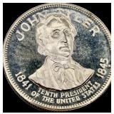 John Tyler Sterling Silver Presidential Coin