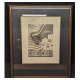 Framed Art Nouveau Style Architecture Staircase Pr