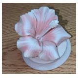 Hand-carved Carinia Coral Hibiscus Flower Figure