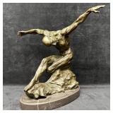 Signed Bronze Sculpture by Milo Abstract Nude Male