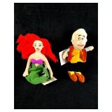 Set of (2) Disney Plush Bean Bag Dolls Ariel and G
