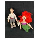 Set of (2) Disney Plush Bean Bag Dolls Ariel and E