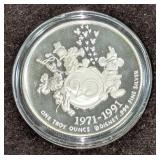 1991 WDW 20 Magical Years - .999 Fine Silver Coin