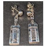 Rare Absolut Vodka Silver Plated Earrings? C