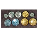 9 Vintage Railroad Uniform Buttons Southern Pacifi