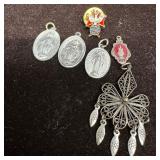 Group of Religious Medals Lapel Pin and Filigree P