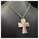 Sterling Silver Mother of Pearl Cross Pendant