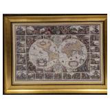 Framed Vintage Style Visscher Commander Repro Map