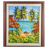 F26 Framed Original Acyrlic On Canvas Colorful Bea