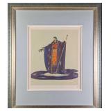 Framed Erte Zeus Serigraph Embossed With Gold/Silv