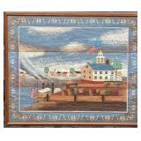 Large Framed Huntington Print On Canvas Folk Art