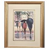 Framed LE Russ Erickson Walk In The City At Night