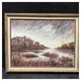 Autumn Marsh Landscape Oil on Canvas R145