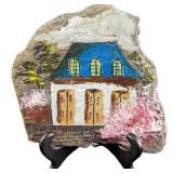 Hand Painted House With Trees Rock Slate Art