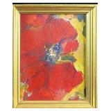 Original Marcia Lain Herring Red Flower Signed Art