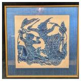 Framed Vintage Thai Temple Warriors Rubbing