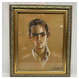 Portrait of a Young Man Pastel Drawing Framed Art