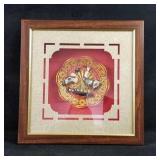 Cloisonne Filigree Red Crowned Cranes Gold Plate