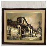 Acrylic Large Painting Framed Artwork Old Town Str