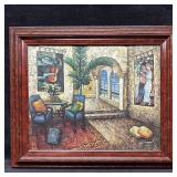 Signed Textured Oil Painting Interior Scene with G