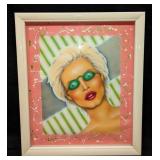 Framed Mixed Media Morse Lady Sun Tanner