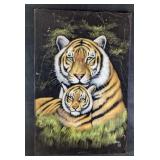 Original Vargas Black Velvet Painting Tiger & Cub