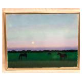 Signed/Framed Three Horses In A Meadow Twilight Pa