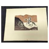 Vintage Man Watching Rider S&N Print