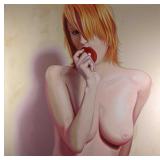Acrylic On Canvas Jim Jackson Nude Girl With Apple