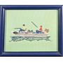 Framed Fishermen On Boat Cross Stich
