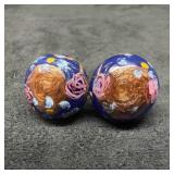 Murano Venetian Art Glass Lamp Work Dark Blue Flor