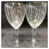 Two Etched Monogram Personalized Drinking Cocktail