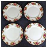 4 Royal Albert Old Country Roses Dinner Plates C