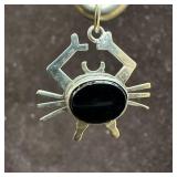 WRE Sterling Black Onyx Crab Pendant