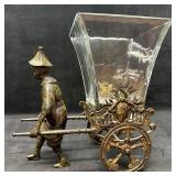 Castilian Imports Metal Rickshaw Planter with Glas