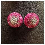 Sterling Silver CZ Pink & White Earrings