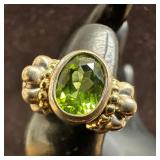 Peridot Sterling Silver and 18K Gold Caviar by Lag