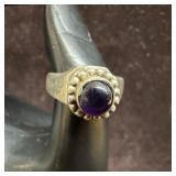 Purple Amethyst Single Stone Sterling Fine Ring