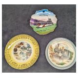 3 Vintage Souvenir Plates Trains & New Mexico