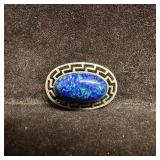 Azurite and Malachite Gemstone Sterling Silver Bro