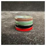 Multi Color Enamel Sterling Silver Stacking Ring S