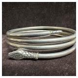 Sterling Silver Coiled Snake Bangle Bracelet Victo