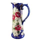 Antique Victorian Ewer Water Pitcher Cobalt Blue W