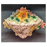 Vintage Ceramic Italian Lidded Floral Bowl
