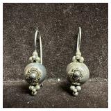 925 BA Ethnic Sterling Silver Granulated Bead Earr